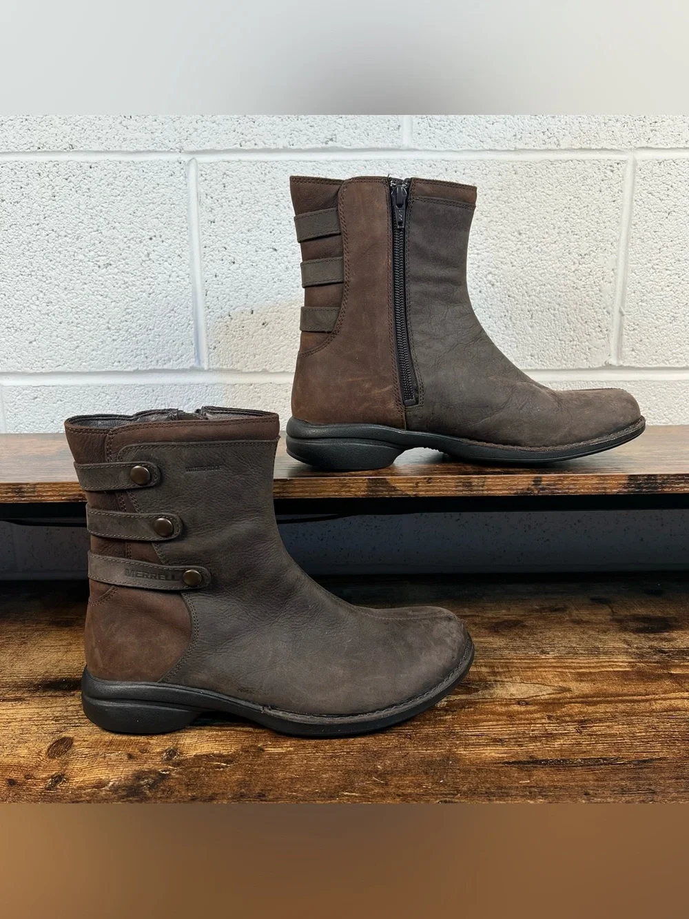 Merrell Boots Waterproof Brown Espresso Captiva Launch Mid Leather women's 8.5